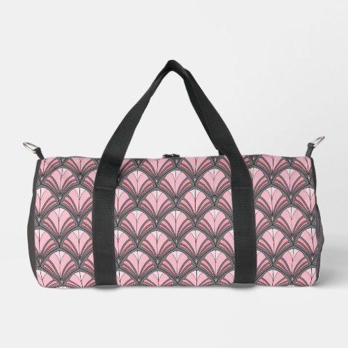 Elegant Pink Gray Art Deco Vintage Pattern Duffle Bag