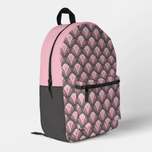 Elegant Pink Gray Art Deco Vintage Pattern Printed Backpack