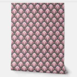 Elegant Pink Gray Art Deco Vintage Pattern Wallpaper