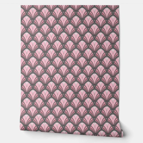 Elegant Pink Gray Art Deco Vintage Pattern Wallpaper
