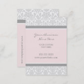 Elegant Pink Gray Damask Business Cards (Front/Back)