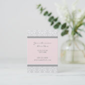 Elegant Pink Gray Damask Business Cards (Standing Front)