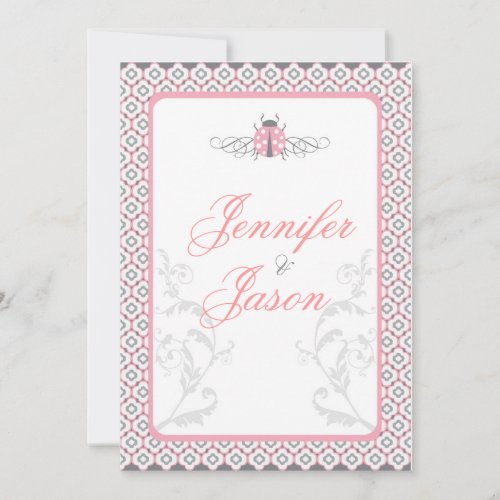 Elegant Pink &amp; Gray Garden Wedding Invitations