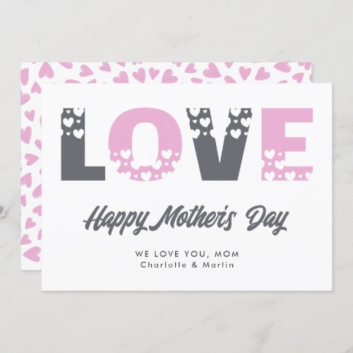 Elegant Pink Gray Happy Mothers Day Card