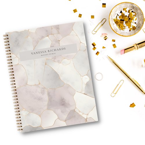 Elegant Pink  Gray Marble Luxury Notary Public Notebook