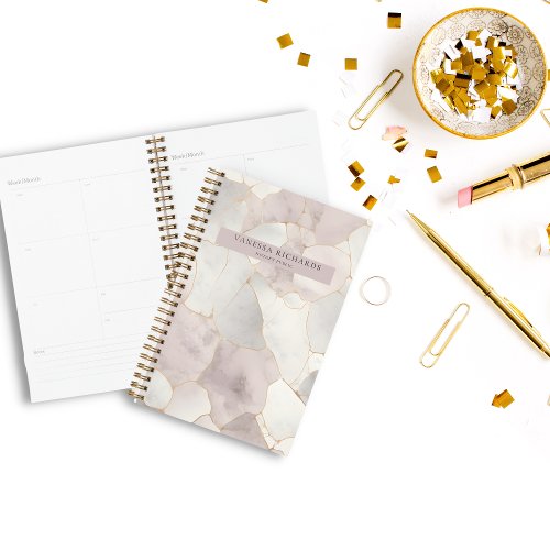 Elegant Pink  Gray Marble Luxury Notary Public Planner