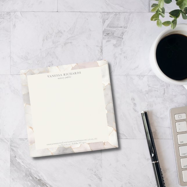 Elegant Pink & Gray Marble Notary Public Logo Post-it Notes (Creator Uploaded)