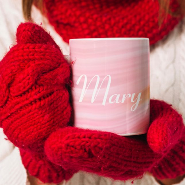 Elegant Pink green acrylic Marble Custom Script  Coffee Mug (Creator Uploaded)