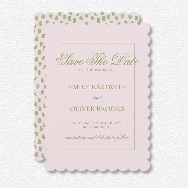 Elegant Pink Green Dots Wedding Save The Date (Creator Uploaded)