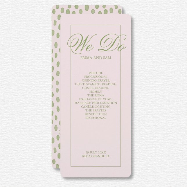 Elegant Pink Green Dotted Wedding Program (Creator Uploaded)