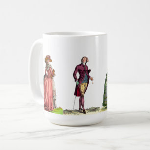 Elegant Pink & Green French Fashion Regency Gowns Coffee Mug