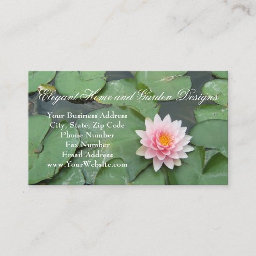 Elegant Pink Green Lily Pad Flower Floral Garden Business Card