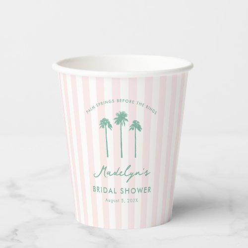 Elegant Pink Green Palm Springs Bridal Shower Paper Cups