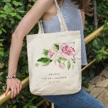 Elegant Pink Green Peony Floral Thanks Wedding Tote Bag<br><div class="desc">If you need any further customisation please feel free to message me on yellowfebstudio@gmail.com.</div>