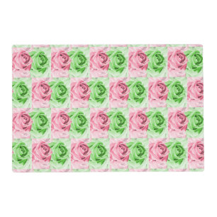 Elegant Pink & Green Rose Dining Placemat