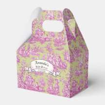 Elegant Pink Green Toile de Jouy Monogram