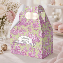 Elegant Pink Green Toile de Jouy Monogram