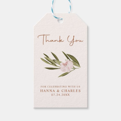 Elegant Pink Greenery Orchid Eucalyptus Gift Tags