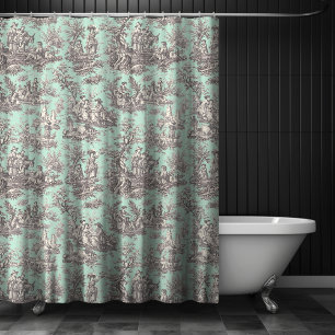 Elegant Pink Grey Vintage Toile de Jouy Shower Curtain