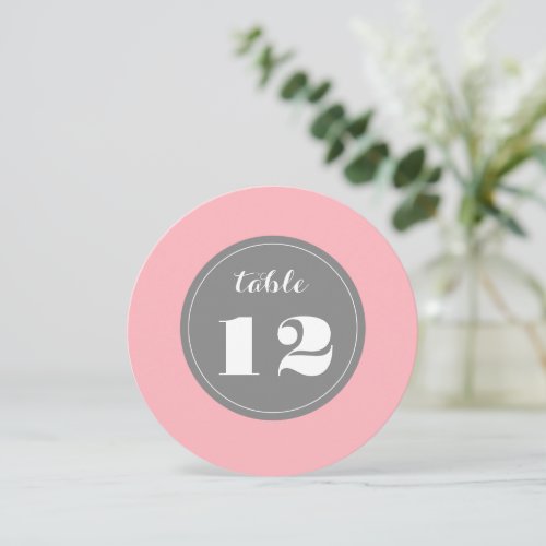 Elegant Pink  Grey Wedding Table Number Cards