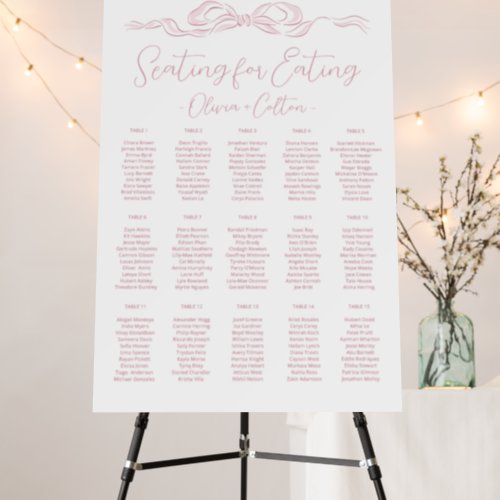 Elegant Pink Hand Drawn Bow Wedding Seating Chart Foam Board