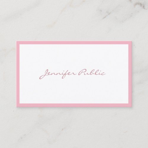 Elegant Pink Handwritten Script Plain Simple Luxe Business Card