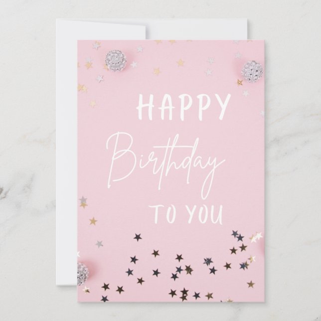 Elegant Pink Happy Birthday Card (Front)