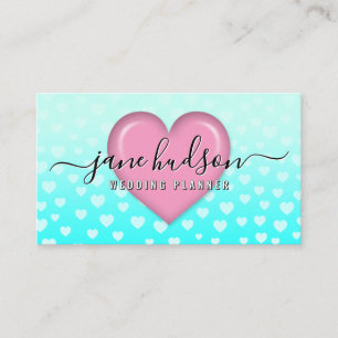 Elegant Pink Heart and Speckles Design Business Card