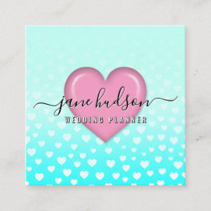Elegant Pink Heart and Speckles Design Square Business Card