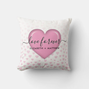 Elegant Pink Heart and Speckles Design Throw Pillow