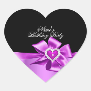 Elegant Pink Heart Birthday Party Any Age Heart Sticker