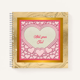 Elegant Pink Heart Happy Valentine's Day Stylish Notebook