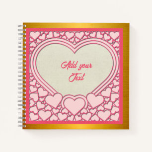Elegant Pink Heart Happy Valentine's Day Stylish Notebook