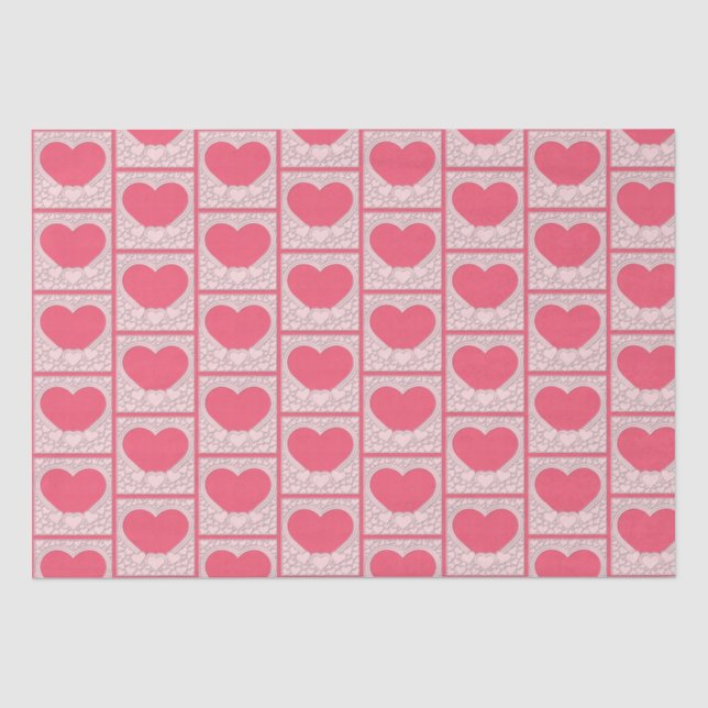 Elegant Pink Heart Happy Valentine's Day Stylish Tissue Paper (Front)
