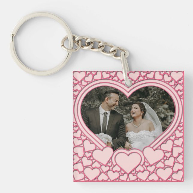 Elegant Pink Heart Keychain (Front)