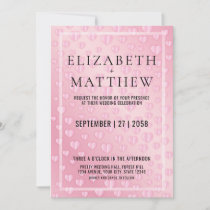 Elegant Pink Heart Speckles Invitation Card Templa