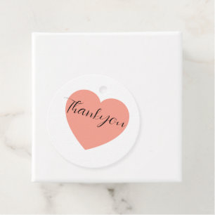 Elegant Pink Heart Thank You Wedding Favor Tag