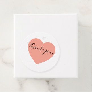 Elegant Pink Heart Thank You Wedding Favor Tag