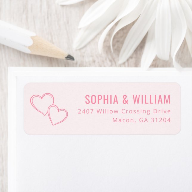 Elegant Pink Hearts Label (Insitu)
