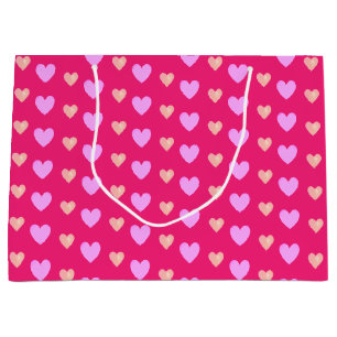 Elegant Pink Hearts on Magenta Pink Large Gift Bag
