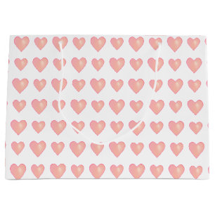 Elegant Pink Hearts on White Large Gift Bag