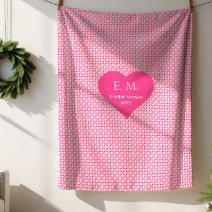 Elegant Pink Hearts Personalized Valentine Gift Sherpa Blanket