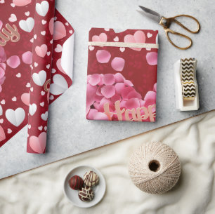 Elegant Pink Hearts Valentine's Day Wrapping Pape Paper