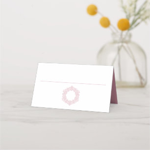 Elegant Pink Heirloom Crest Wedding Place Card
