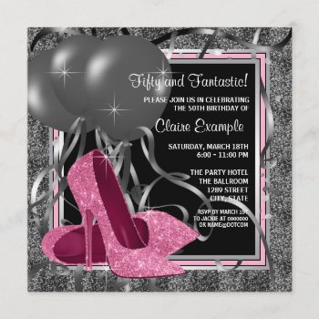 Elegant Pink High Heels Birthday Party Invitation by Pure_Elegance at Zazzle