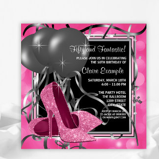 Elegant Pink High Heels Birthday Party Invitation