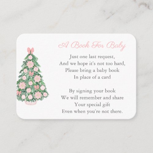 Elegant Pink Holidays Baby Shower Bring A Book Enclosure Card