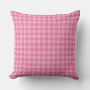 Elegant Pink Houndstooth Pattern Throw Pillow