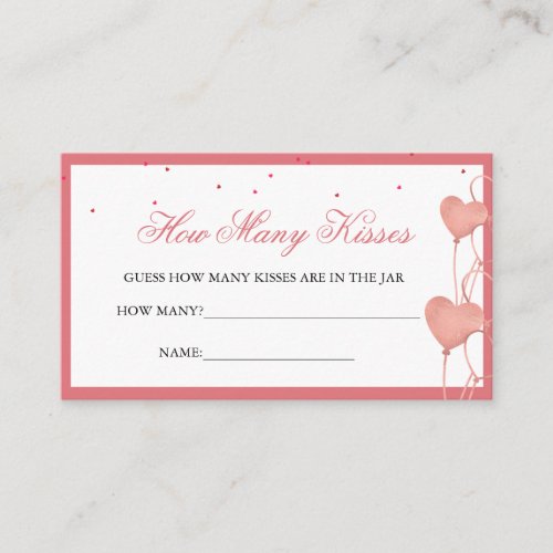 Elegant Pink How Many Kisses Jar Games Bridal Card