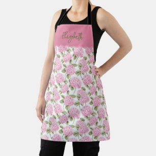Elegant Pink Hydragea Flowers Pattern Name Apron
